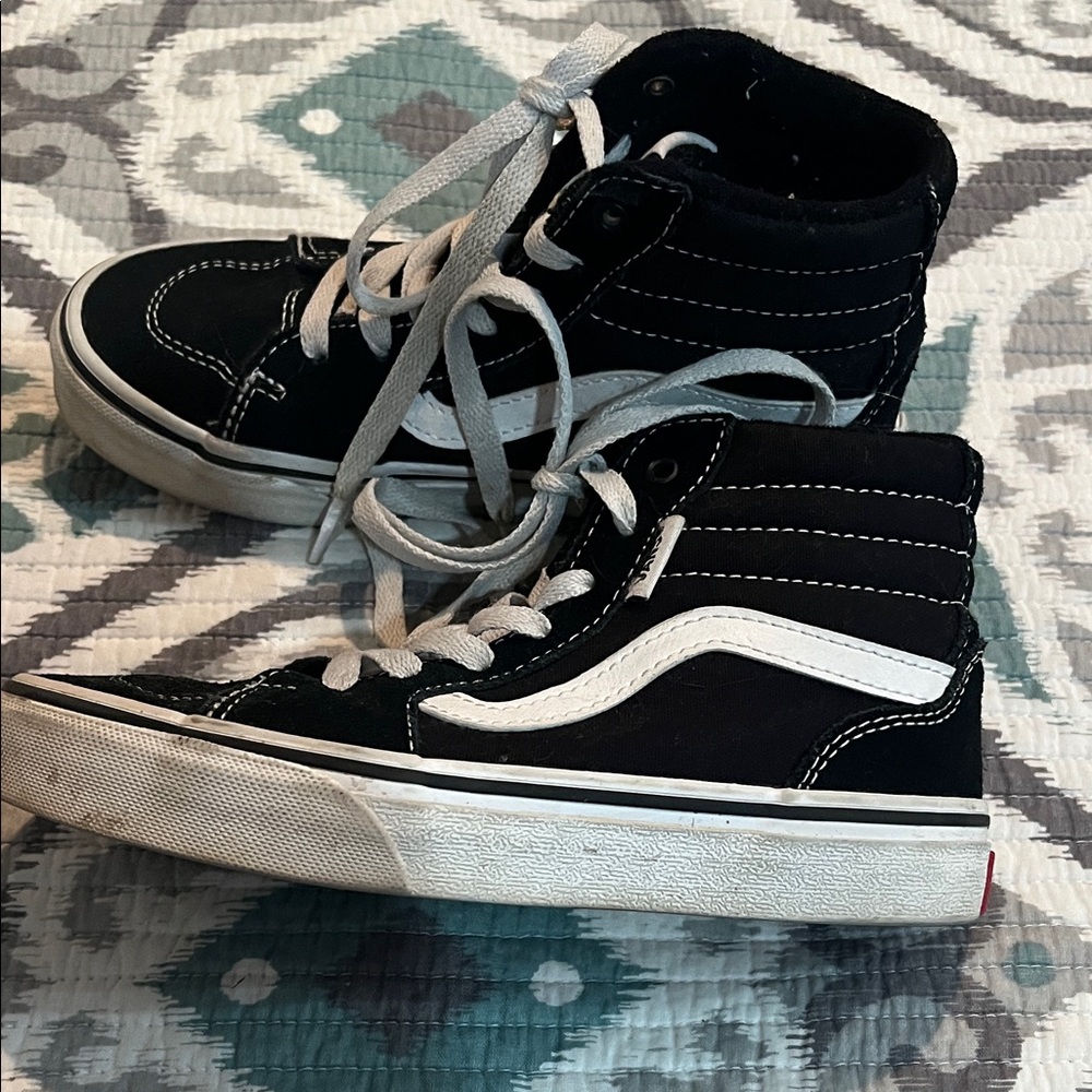 Vans Kids Black and White High-Top Sneakers